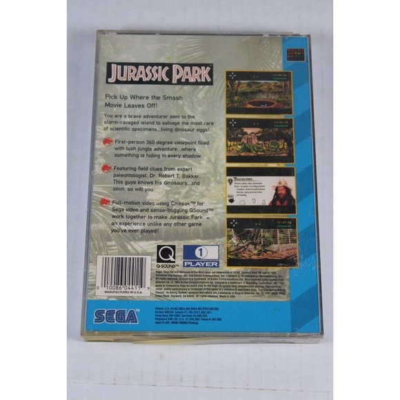 Jurassic Park (Sega CD, 1993) Back Box, cover art, and game disc only. - Picture 6 of 7